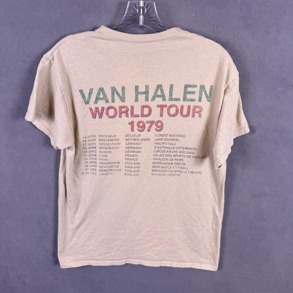 Van Halen T-Shirt Mens Small Tan 1979 World Tour Graphic Rock Band Concert Tee - Picture 4 of 7